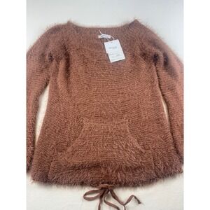 NWT Miracle Sweater Drawstring Waist Bell Sleeves Kangaroo Pocket